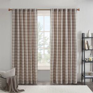 Madison Park - 84"x50" Preston Plaid Rod Pocket and Back Tab Room Brown